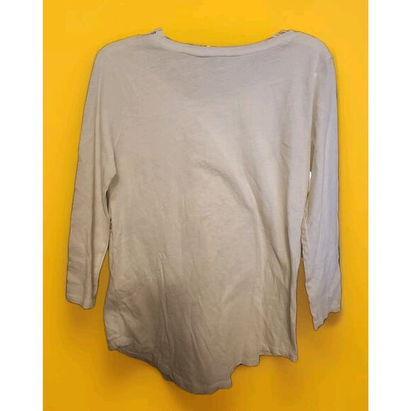 Lucky Brand Lotus Women Tunic Top Tee Small Geometric 3/4 Sleeve Beige Boho A120 - Picture 5 of 6